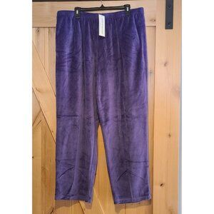 New! Alfred Dunner Sz XL Purple The Big Easy Velour Pull on Pants 38x30 Classic